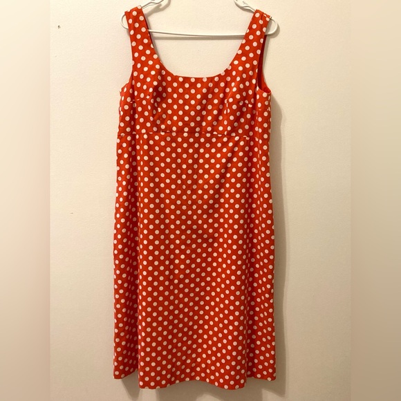 Orange and white polkadots empire waist summer dress - Picture 1 of 5